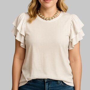 NWT ELOQUII White Ruffle Sleeve Tee size 18/20